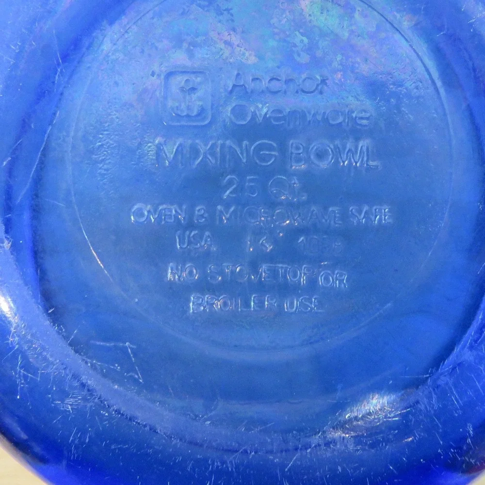 Vintage Set of 3 Anchor Hocking Ovenware Glassware Mixing Bowl Cobalt Blue